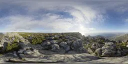 Table Mountain HDR panorama for realistic lighting in 3D scenes with sun and clouds.