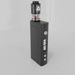Highly detailed 3D rendering of a Fuchai-200 RDTA e-cigarette, showcasing texture and lighting in Blender.