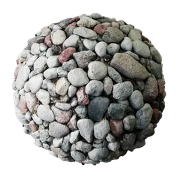 High-resolution seamless gravel PBR texture for 3D rendering in Blender and other software.