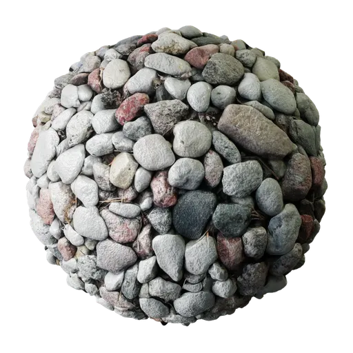 High-resolution seamless gravel PBR texture for 3D rendering in Blender and other software.