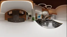 Grand Modern Atrium Interior Panorama 8K