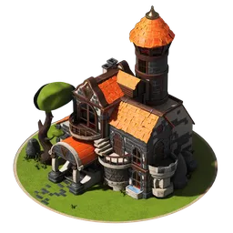 "Little Fantasy Castle, a high detailed 3D model created with Blender 3D and rendered with Cycles, featuring clean geometry and 2K PBR textures. Ideal for historic and fantasy scenes, with a polygon count of 160k and vertex count of 163k. Perfect for various 3D projects, including mobile games and sacred architecture."