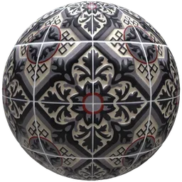 Seamless PBR textured material of vintage Mexican ceramic suitable for 3D models in Blender, with detailed configuration options for customization.
