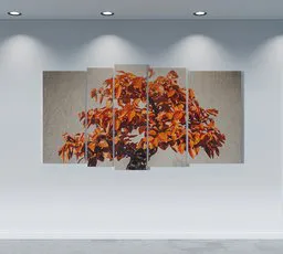 High-quality Blender 3D model of multi-panel autumn tree wall art for architectural visualization.