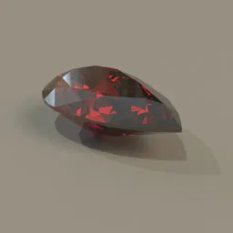 Detailed 3D render of a red gemstone with faceted cut, ideal for Blender 3D artists and art enthusiasts.
