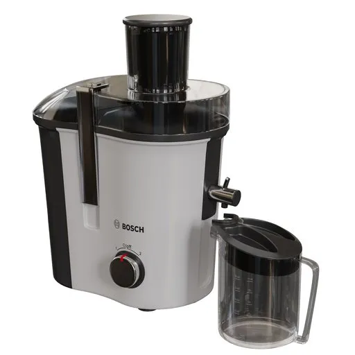 Realistic 3D model of a juicer rendered in Blender Cycles, available in .blend format, showcasing fine details and accurate scale.