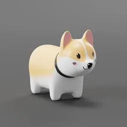 Detailed 3D model of a cute Corgi dog figurine, ideal for Blender rendering and decoration visualization.