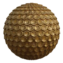 PBR Hexagonal Armour texture for 3D modeling in Blender, detailed metallic surface for realistic rendering.