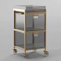 Detailed 3D model of a mobile storage cart with drawers, ideal for Blender interior design visualizations.