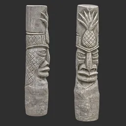 Tiki God Pineapple Top Statue Stone