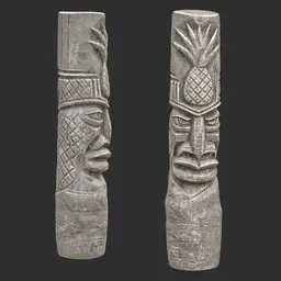 Tiki God Pineapple Top Statue Stone