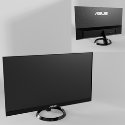 Highly detailed 3D model of ASUS VZ249HE-W monitor, showcasing front and back views, optimized for Blender rendering.