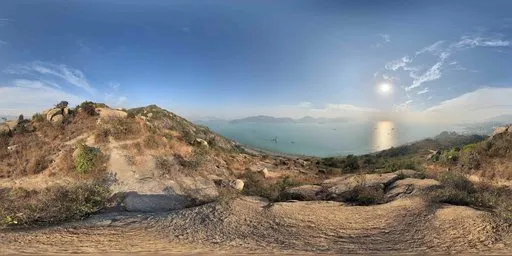 Panoramic view of Hong Kong seascape with natural lighting for 3D scene illumination, featuring 4K texture quality.