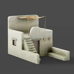 Low-poly 3D model of a traditional Egyptian dwelling with intricate textures, suitable for a variety of historical and cultural scenes.