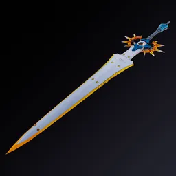 Detailed 3D-rendered sci-fi sword model with intricate design optimized for Blender game asset creation.