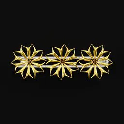 Detailed 3D-rendered gold and silver floral hairpin design, suitable for Blender 3D artists and fashion accessories.