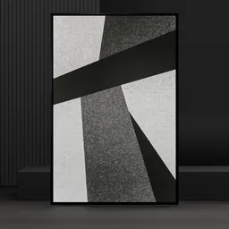 High-resolution 3D model showcasing geometric abstract art in black and white, optimized for Blender 3D rendering.