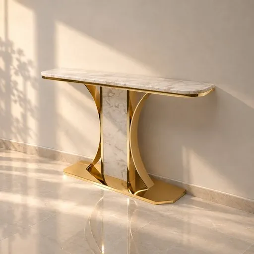 Gilded Arc Marble Console