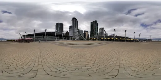 Vancouver skyline panorama for realistic HDR lighting, overcast ambiance, urban architecture texture.