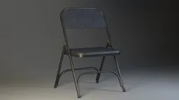 Realistic black steel folding chair 3D model, textured, ideal for interior design renders in Blender.