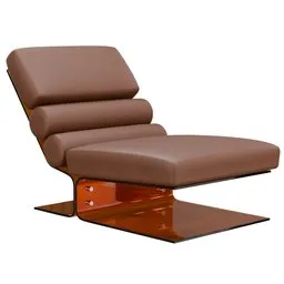 Realistic brown leather 3D lounge chair model with reflective base for Blender rendering.