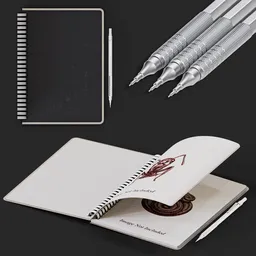 Realistic Notebook and Mechanical Pencil