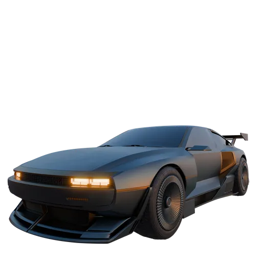 Detailed 3D model of a luxury Hyundai Vision N 74, designed for Blender, with procedural materials, front view.