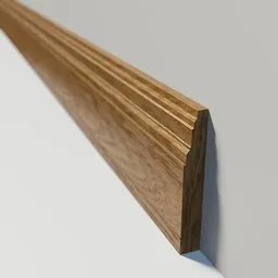 Detailed 3D skirting board model with realistic wood grain texture, crafted for blender rendering.