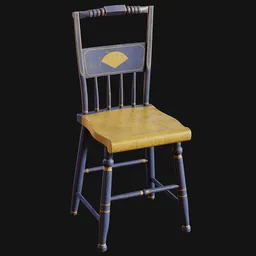 Antique Hitchcock Style Chair Blue