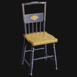 Antique Hitchcock Style Chair Blue