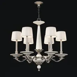 Detailed 3D model of a classic style chandelier with multiple shades, designed for Blender rendering.