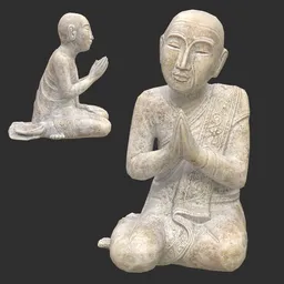 Antique Burmese Monk Statue Marble