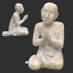 Antique Burmese Monk Statue Marble