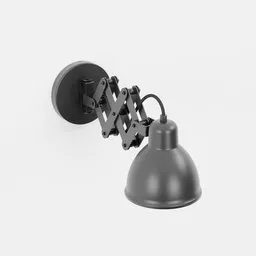 Detailed 3D render of an adjustable wall-mounted lamp with articulating arm for Blender modeling.