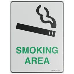 Detailed 3D sign model for a designated smoking area, optimized for Blender rendering, with clear graphics and text.