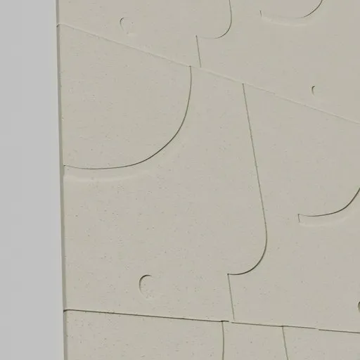 3D model of botanical relief tile, volcanic ash-blend, for Blender wall decor.