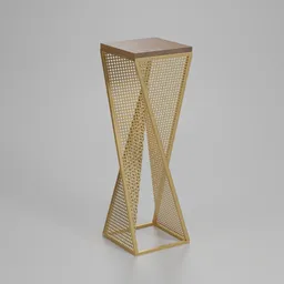 Geometric Gold Metal Pedestal Stand