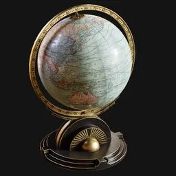 1930s Art-Deco Tabletop Globe Large