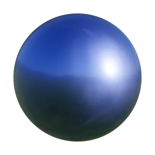 Reflective blue car paint PBR shader for Blender 3D, customizable metal material.