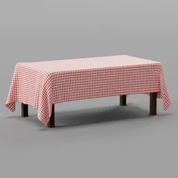 Rectangular table with tablecloth
