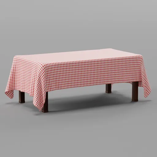 Rectangular table with tablecloth