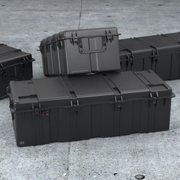 Detailed 3D model of a robust, secure black weapon case with a fitted interior for asset design in Blender.