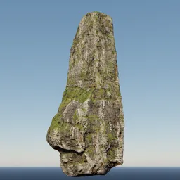 Green Moss Rock Pillar Rugged