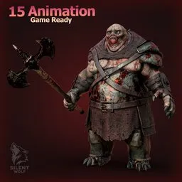 Blood Axe Monster Rigged Animated