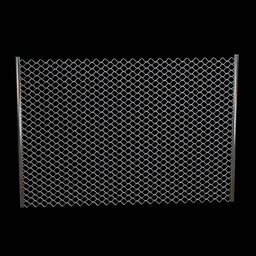 Detailed 3D mesh render of a metallic honeycomb-pattern fence suitable for Blender modeling.