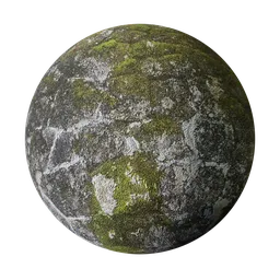 High-quality PBR mossy stone wall texture for Blender 3D artists, with natural detailing for realistic renderings.