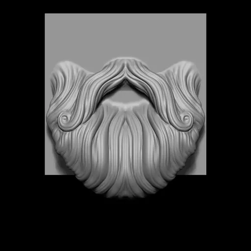Blender 3D sculpting brush for creating stylized beard and mustache shapes on 3D models.