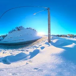 Snowy Hilltop Road Clear Winter Sky HDRI
