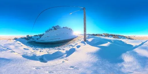 Snowy Hilltop Road Clear Winter Sky HDRI