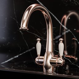 Elegant metallic 3D model of a faucet created using Blender 3.6, showcasing detailed craftsmanship and design.